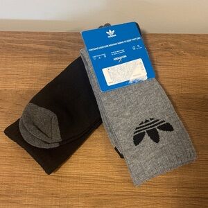 ADIDAS men’s moisture wicking socks, gray & black, set of 2 NEW